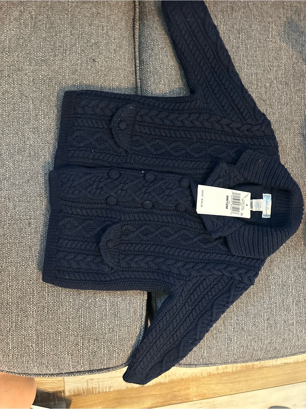 Classic Navy Cable Knit babySweater Cardigan - Ralph Lauren